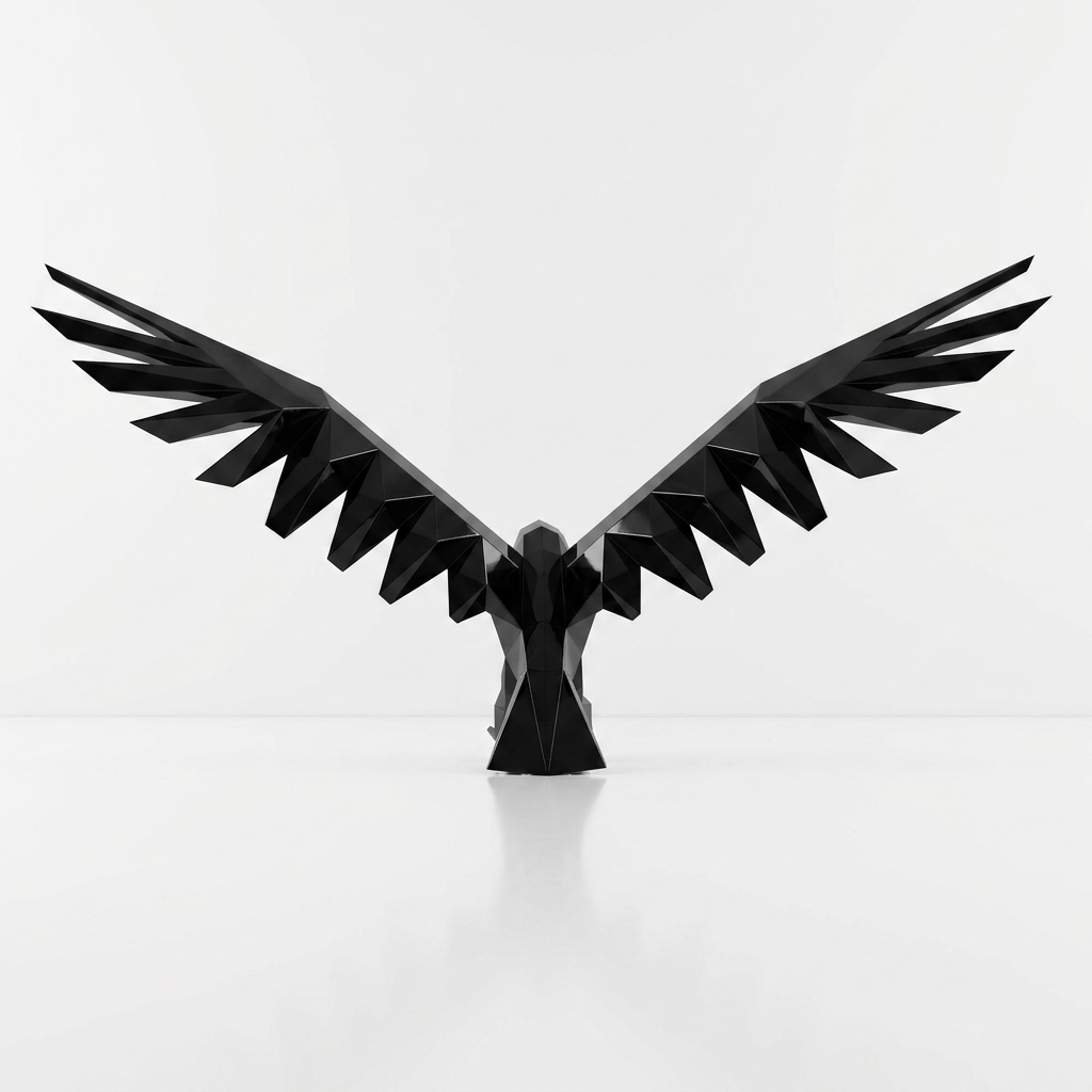 Sculpture Aigle Déployé Facetté - Sculpture Origami