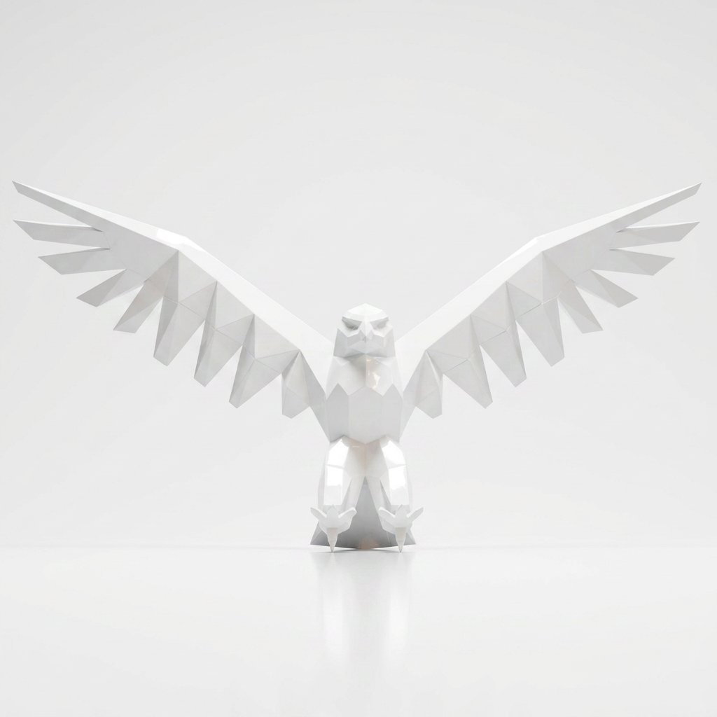 Sculpture Aigle Déployé Facetté - Sculpture Origami