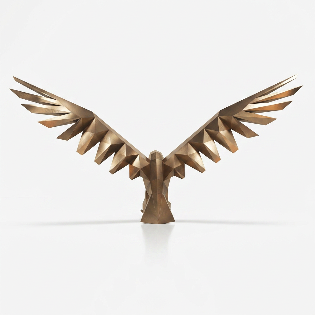 Sculpture Aigle Déployé Facetté - Sculpture Origami