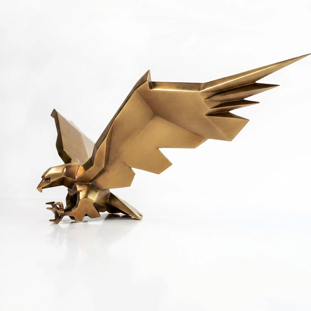 Sculpture Aigle en Attaque Facetté - Sculpture Origami