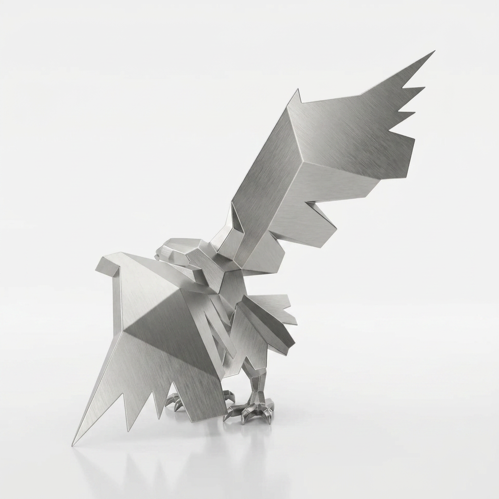 Sculpture Aigle en Attaque Facetté - Sculpture Origami