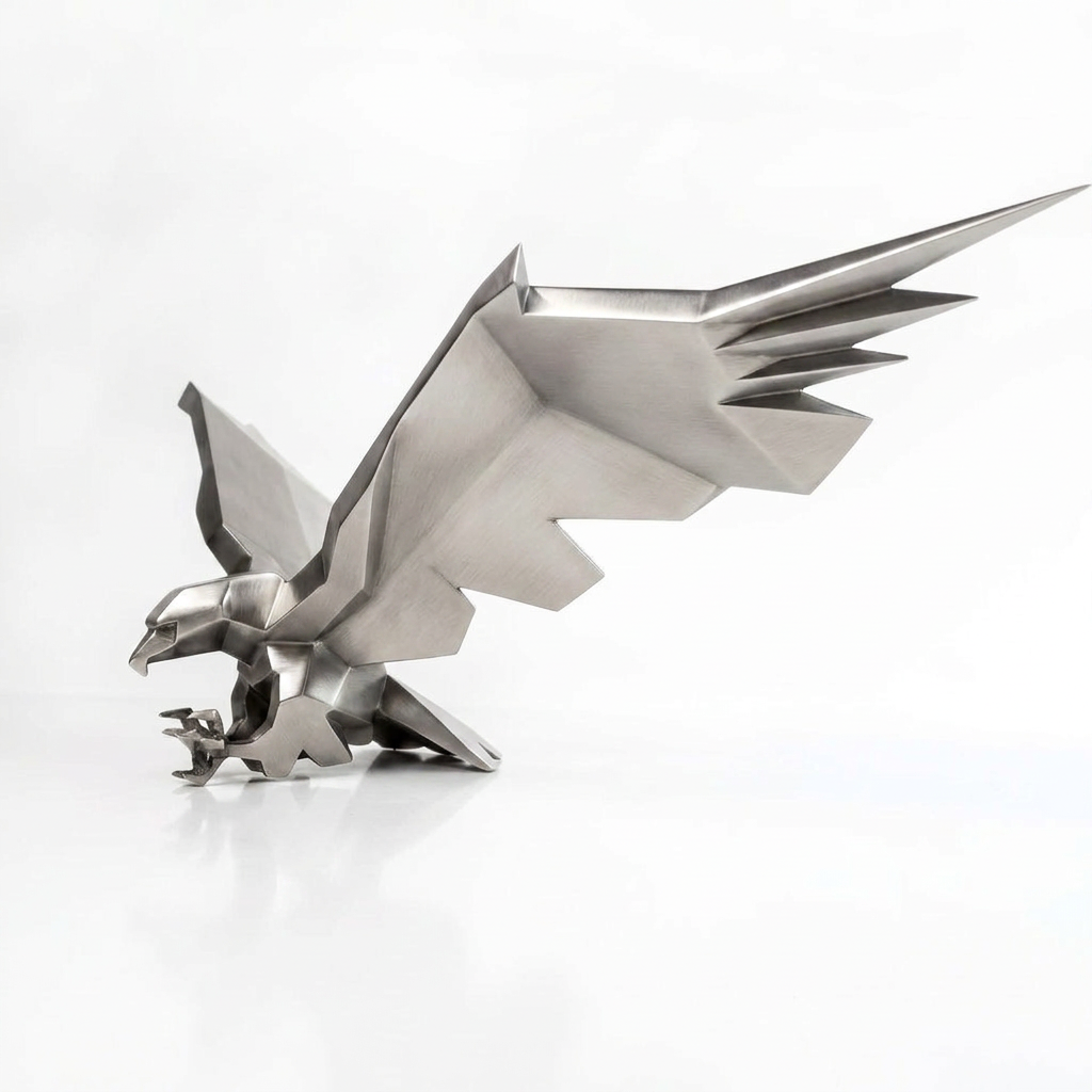 Sculpture Aigle en Attaque Facetté - Sculpture Origami