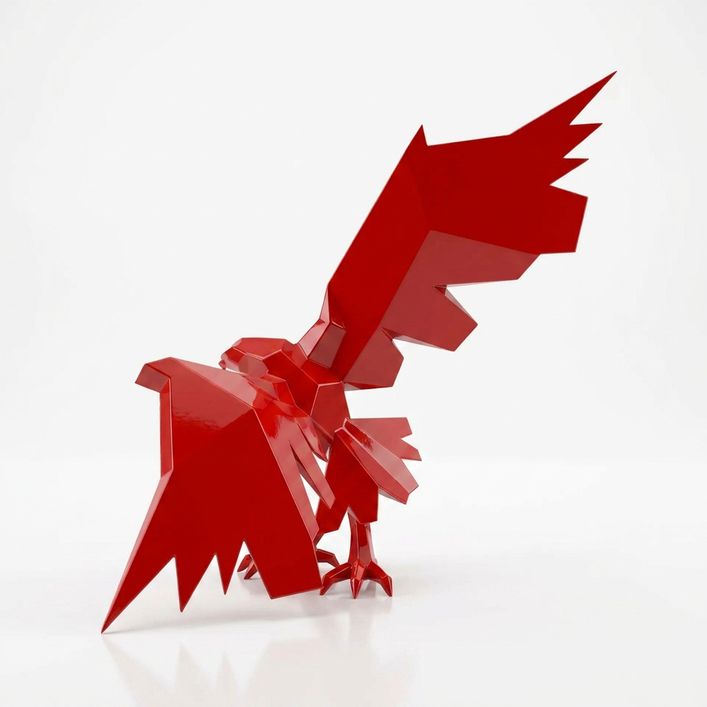 Sculpture Aigle en Attaque Facetté - Sculpture Origami