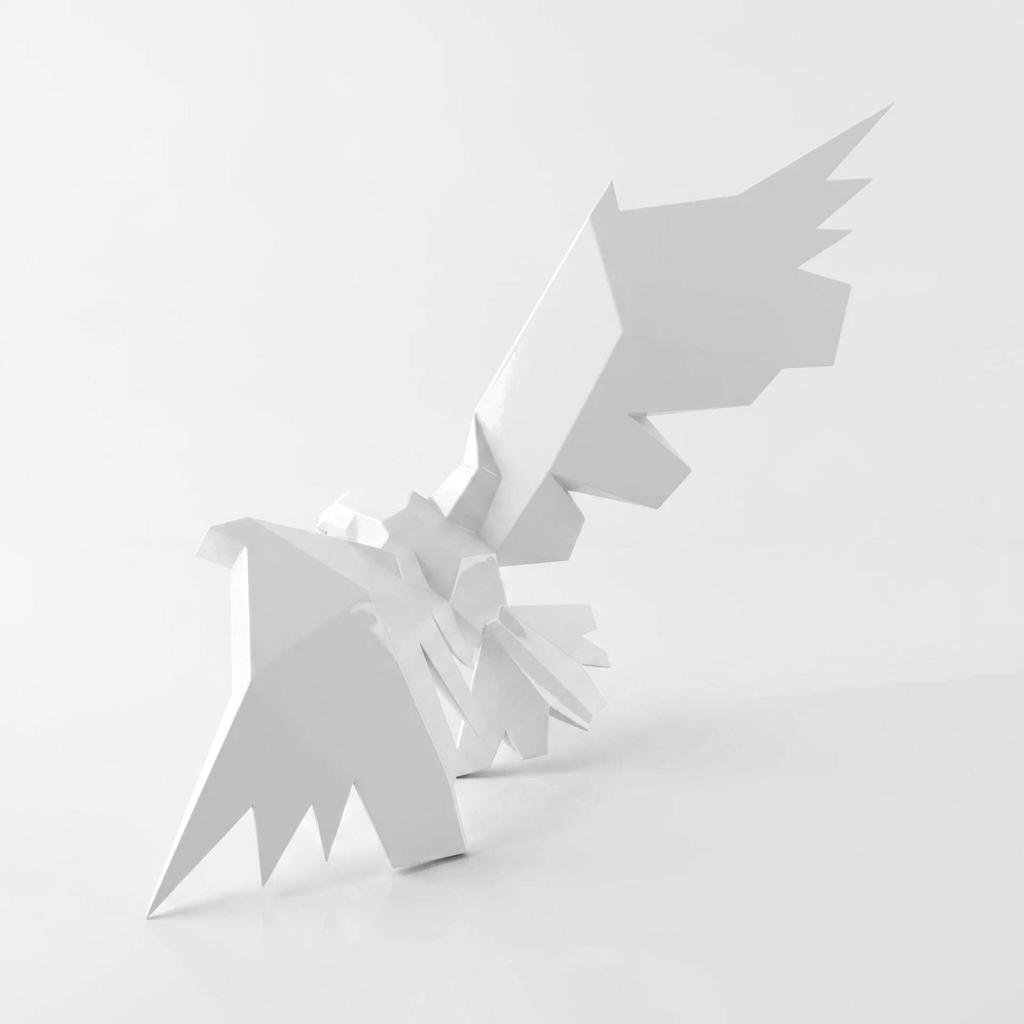Sculpture Aigle en Attaque Facetté - Sculpture Origami