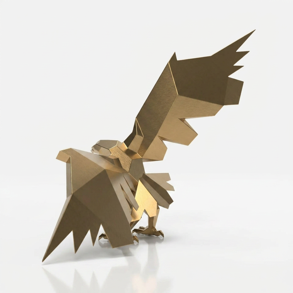 Sculpture Aigle en Attaque Facetté - Sculpture Origami