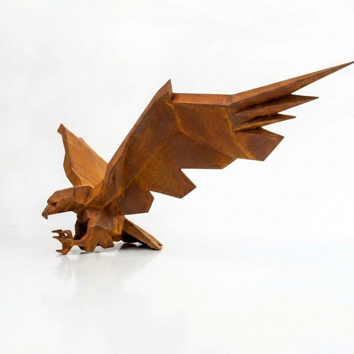 Sculpture Aigle en Attaque Facetté - Sculpture Origami