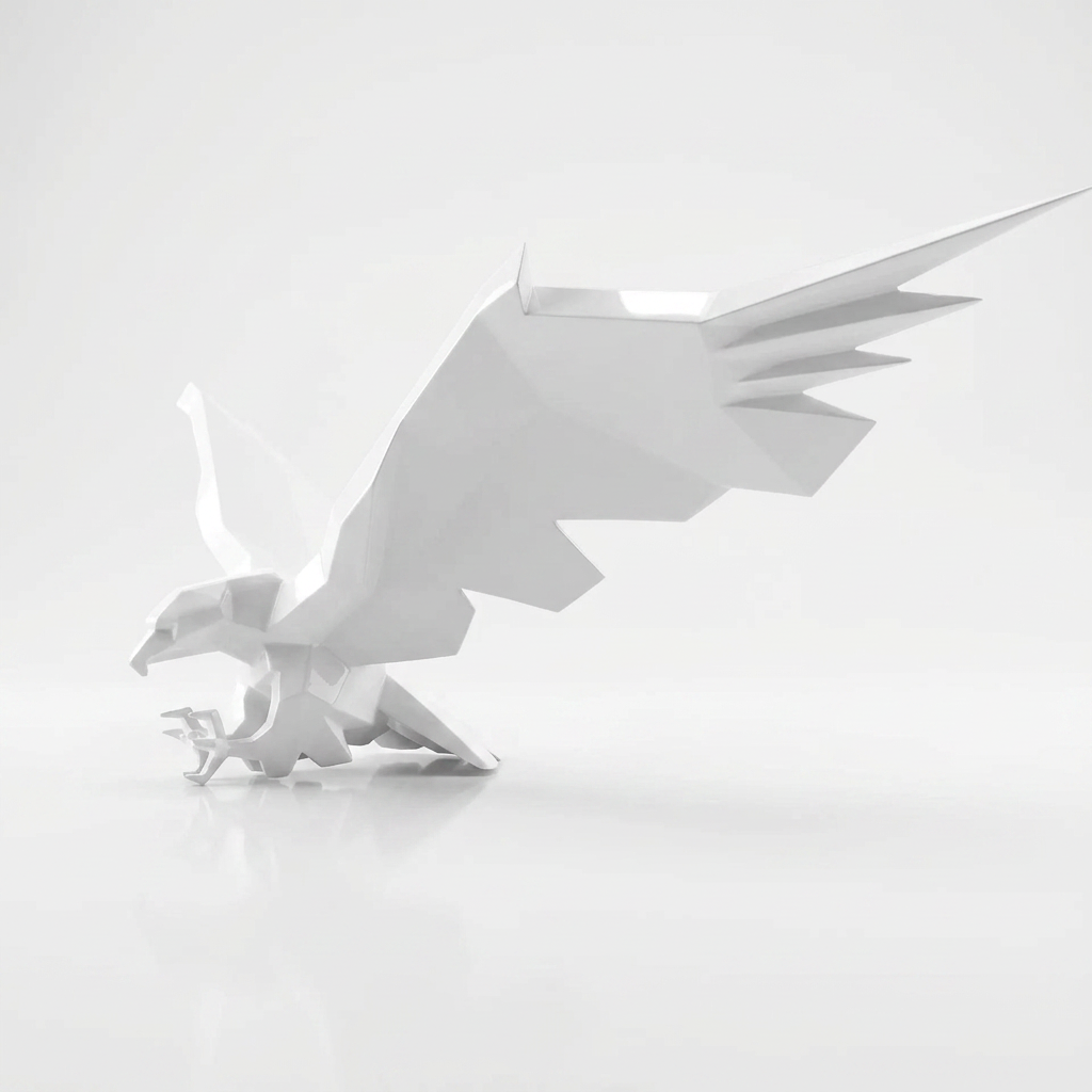 Sculpture Aigle en Attaque Facetté - Sculpture Origami