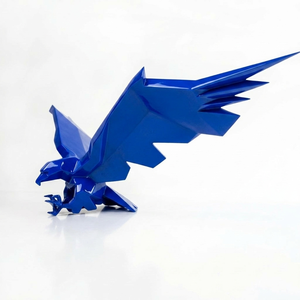 Sculpture Aigle en Attaque Facetté - Sculpture Origami