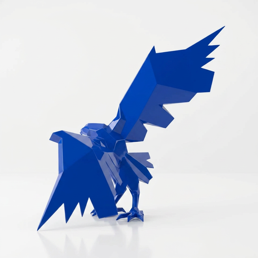 Sculpture Aigle en Attaque Facetté - Sculpture Origami