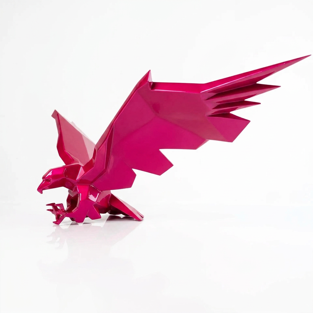 Sculpture Aigle en Attaque Facetté - Sculpture Origami