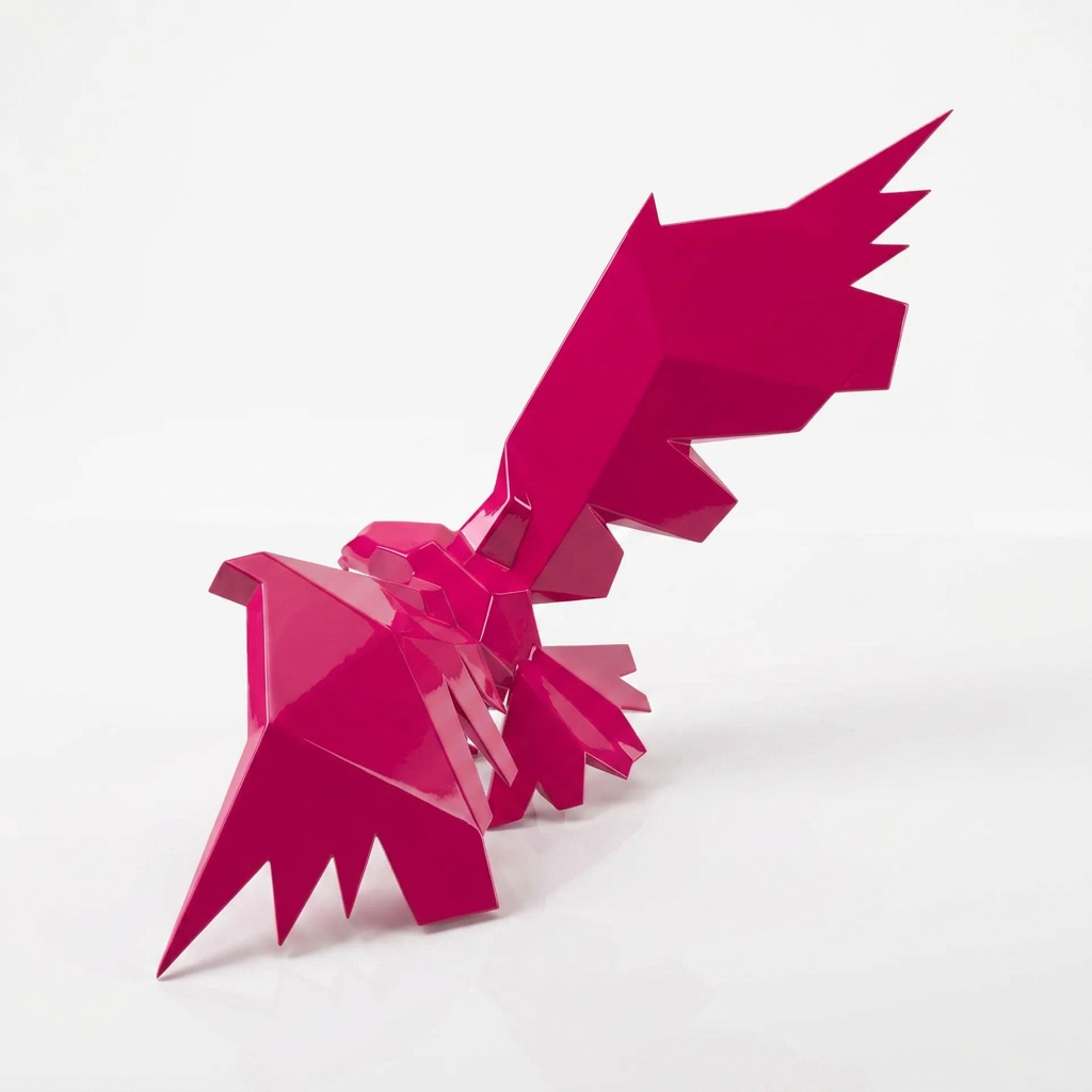 Sculpture Aigle en Attaque Facetté - Sculpture Origami