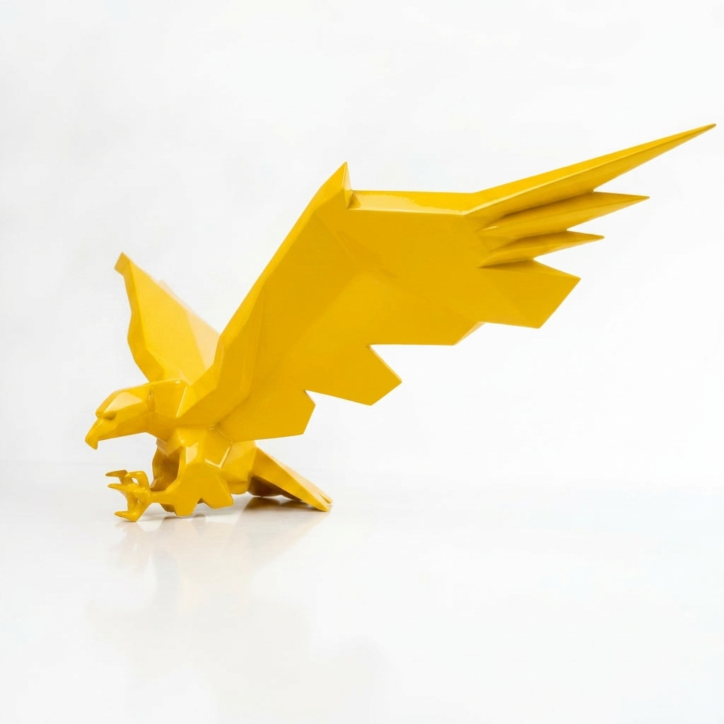 Sculpture Aigle en Attaque Facetté - Sculpture Origami