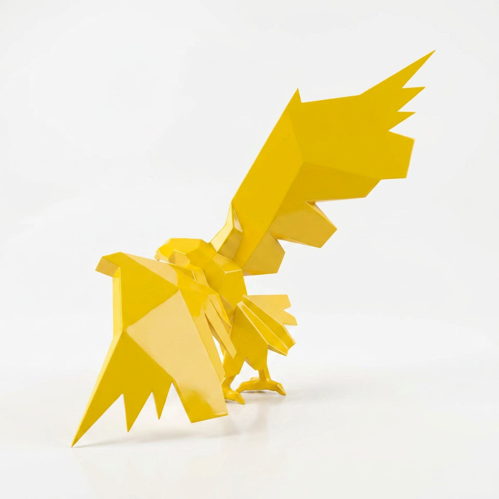 Sculpture Aigle en Attaque Facetté - Sculpture Origami