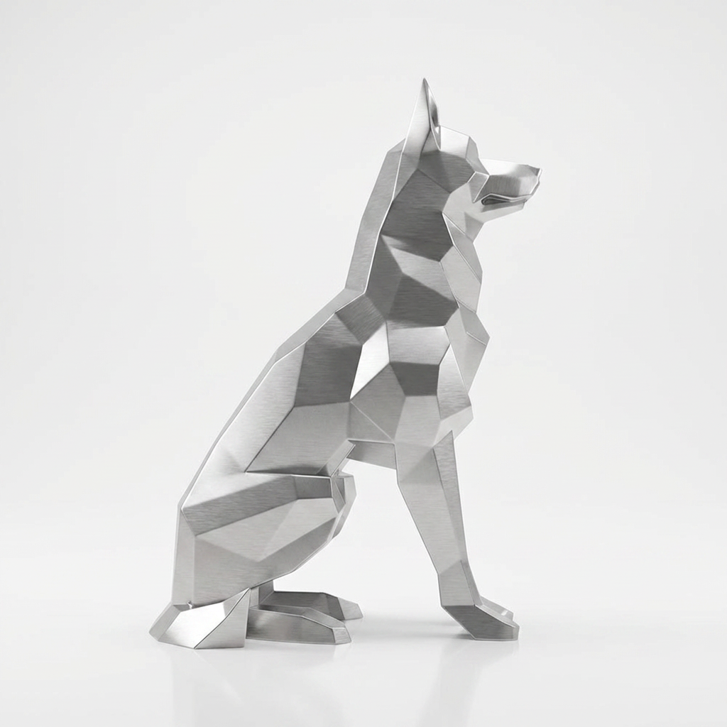 Grande Sculpture Berger Allemand Facettée - Sculpture Origami