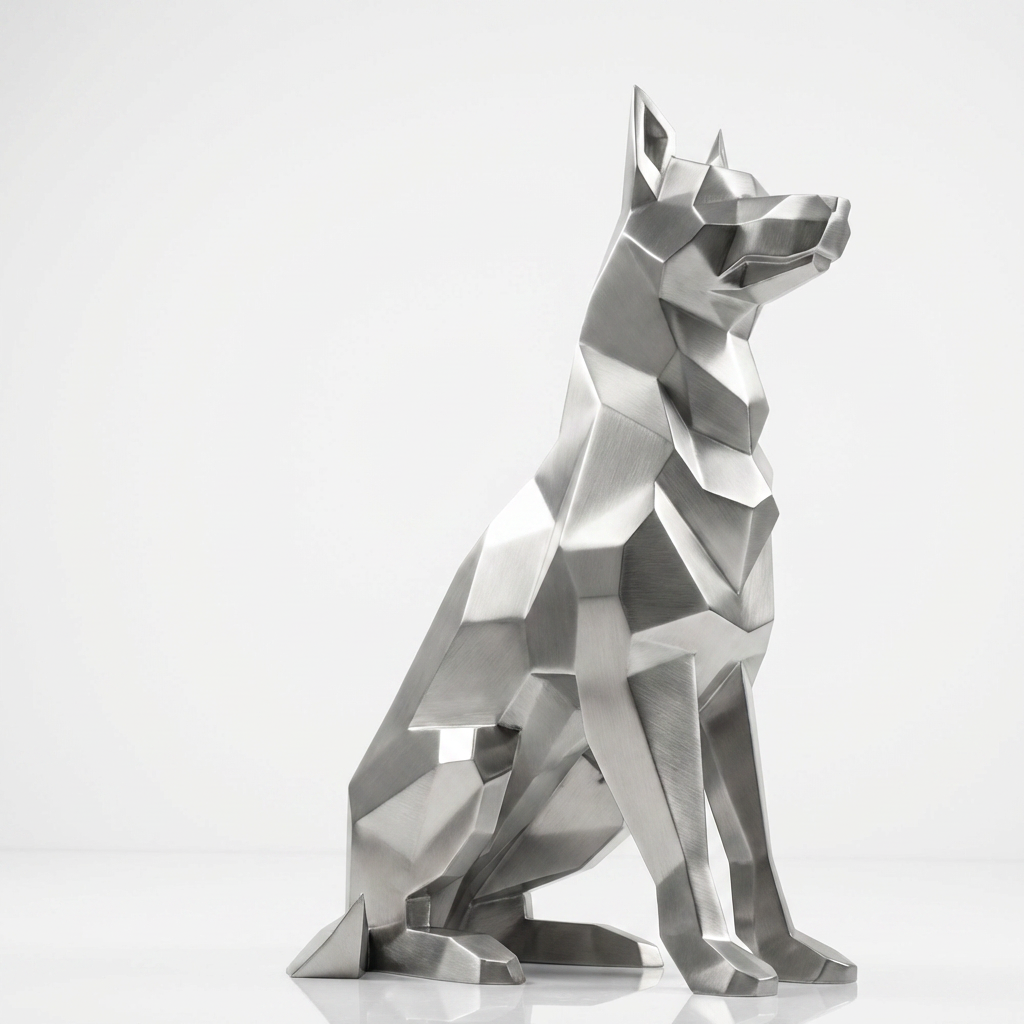 Grande Sculpture Berger Allemand Facettée - Sculpture Origami