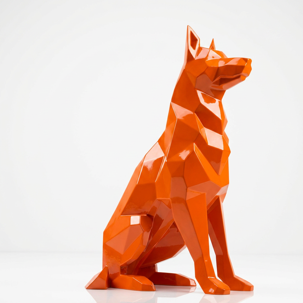 Grande Sculpture Berger Allemand Facettée - Sculpture Origami