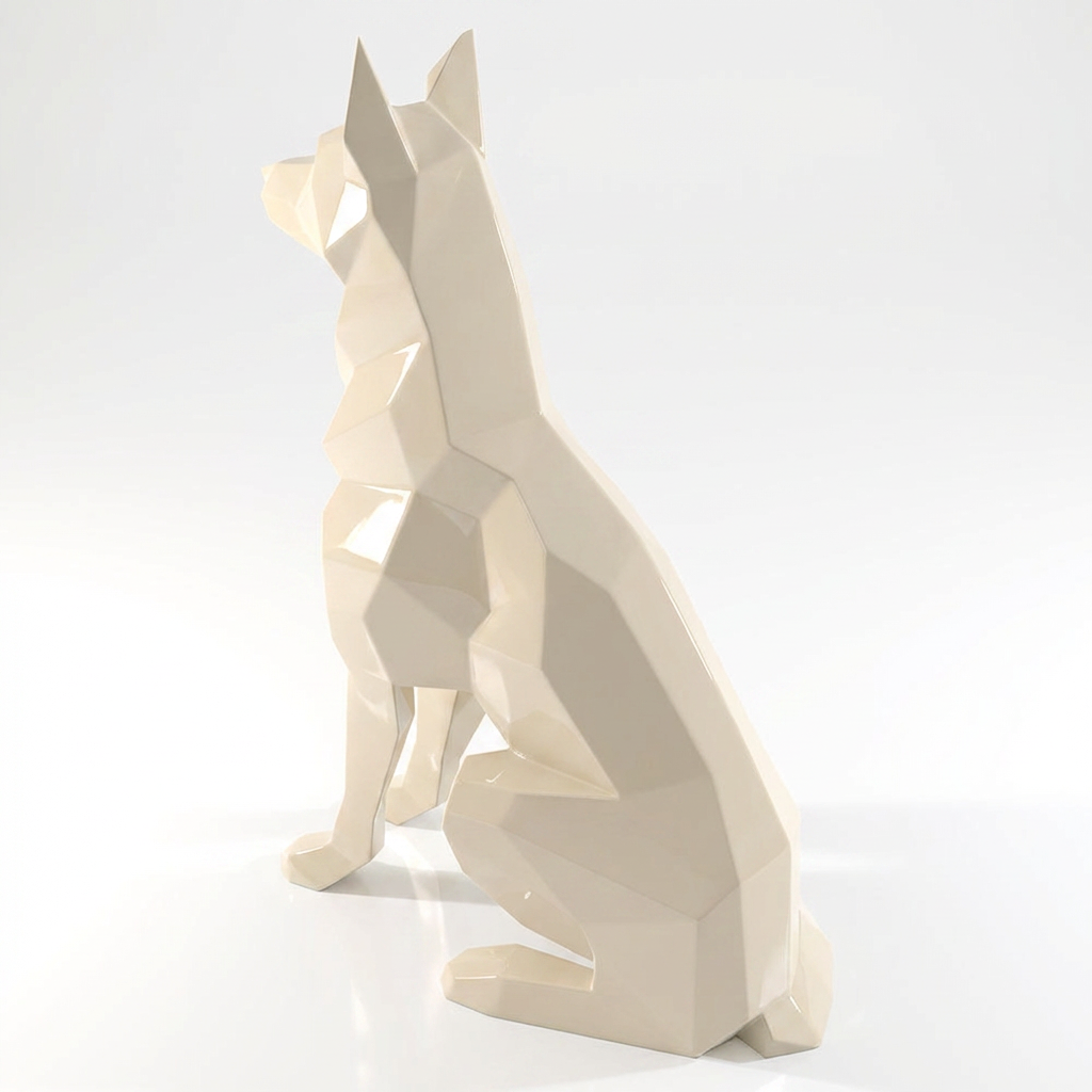 Grande Sculpture Berger Allemand Facettée - Sculpture Origami