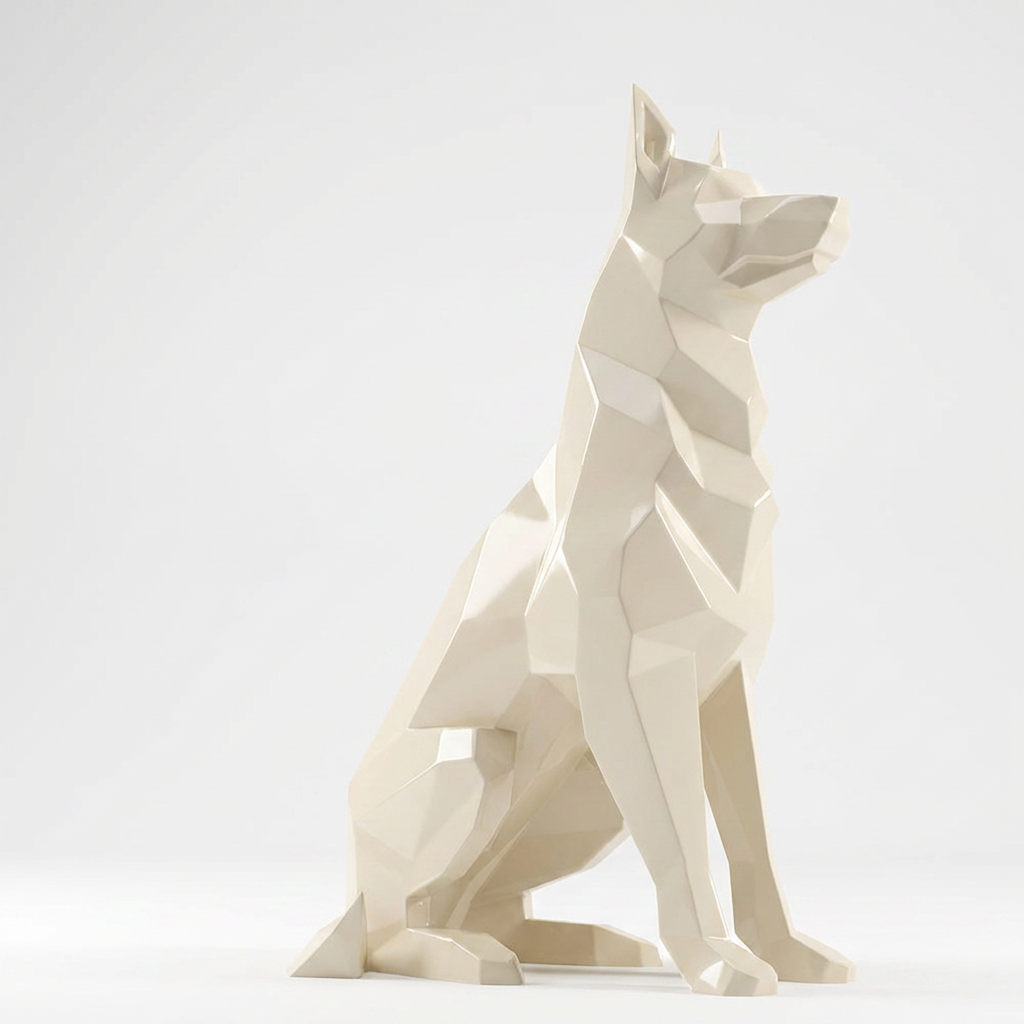 Grande Sculpture Berger Allemand Facettée - Sculpture Origami