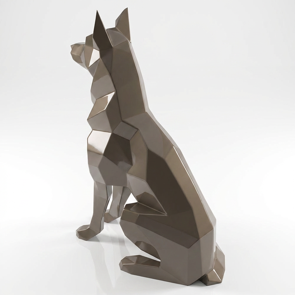 Grande Sculpture Berger Allemand Facettée - Sculpture Origami