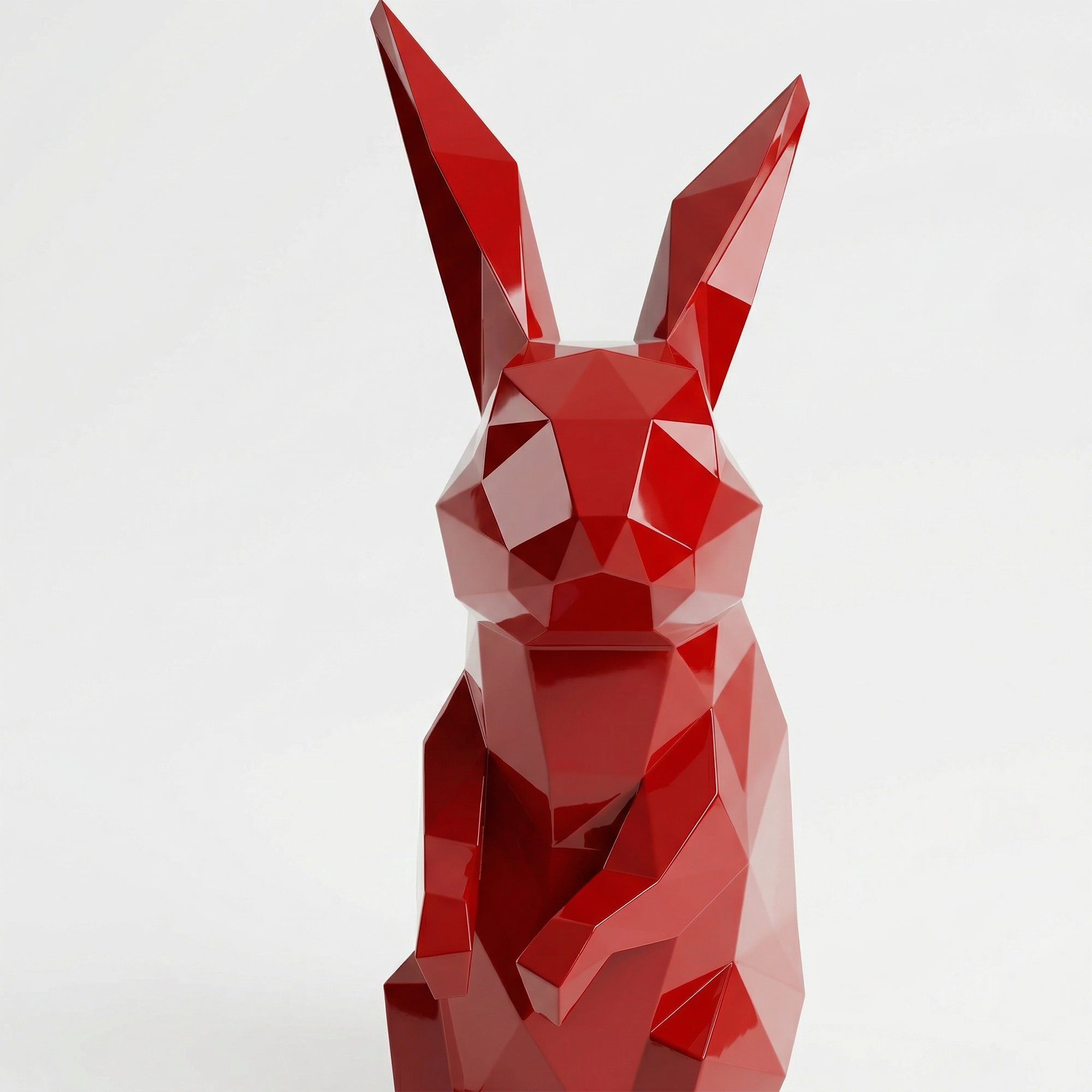 Petite Sculpture Polygone Lapin en Résine - Sculpture Origami