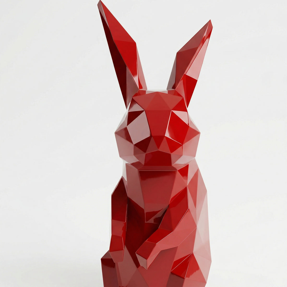 Petite Sculpture Polygone Lapin en Résine - Sculpture Origami