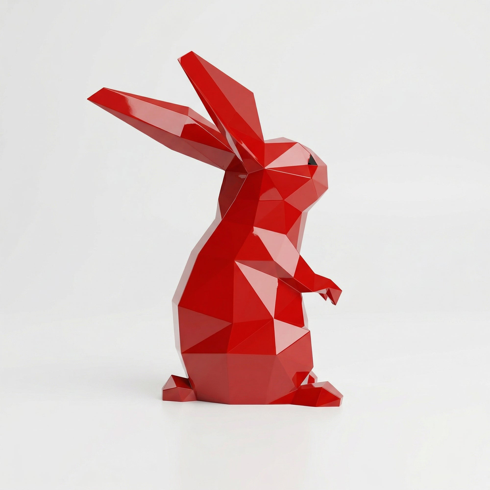 Petite Sculpture Polygone Lapin en Résine - Sculpture Origami
