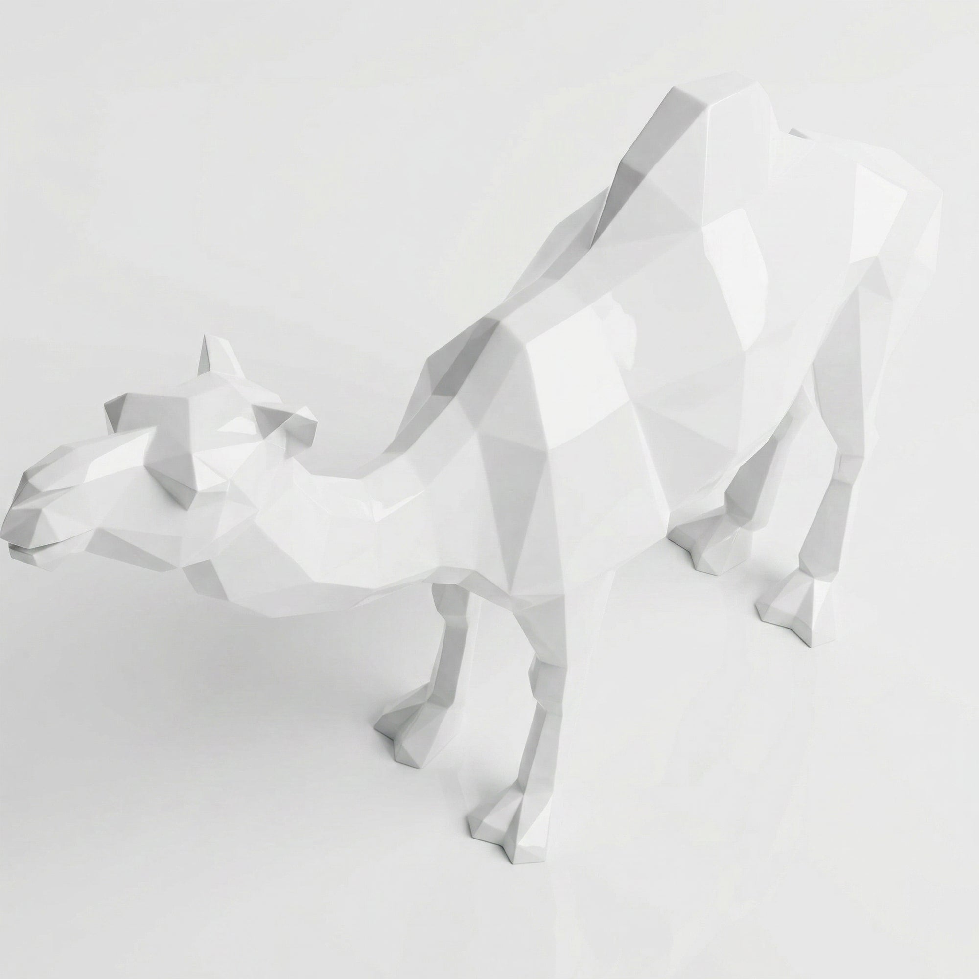 Grande Sculpture de Chameau Polygone en Résine - Sculpture Origami