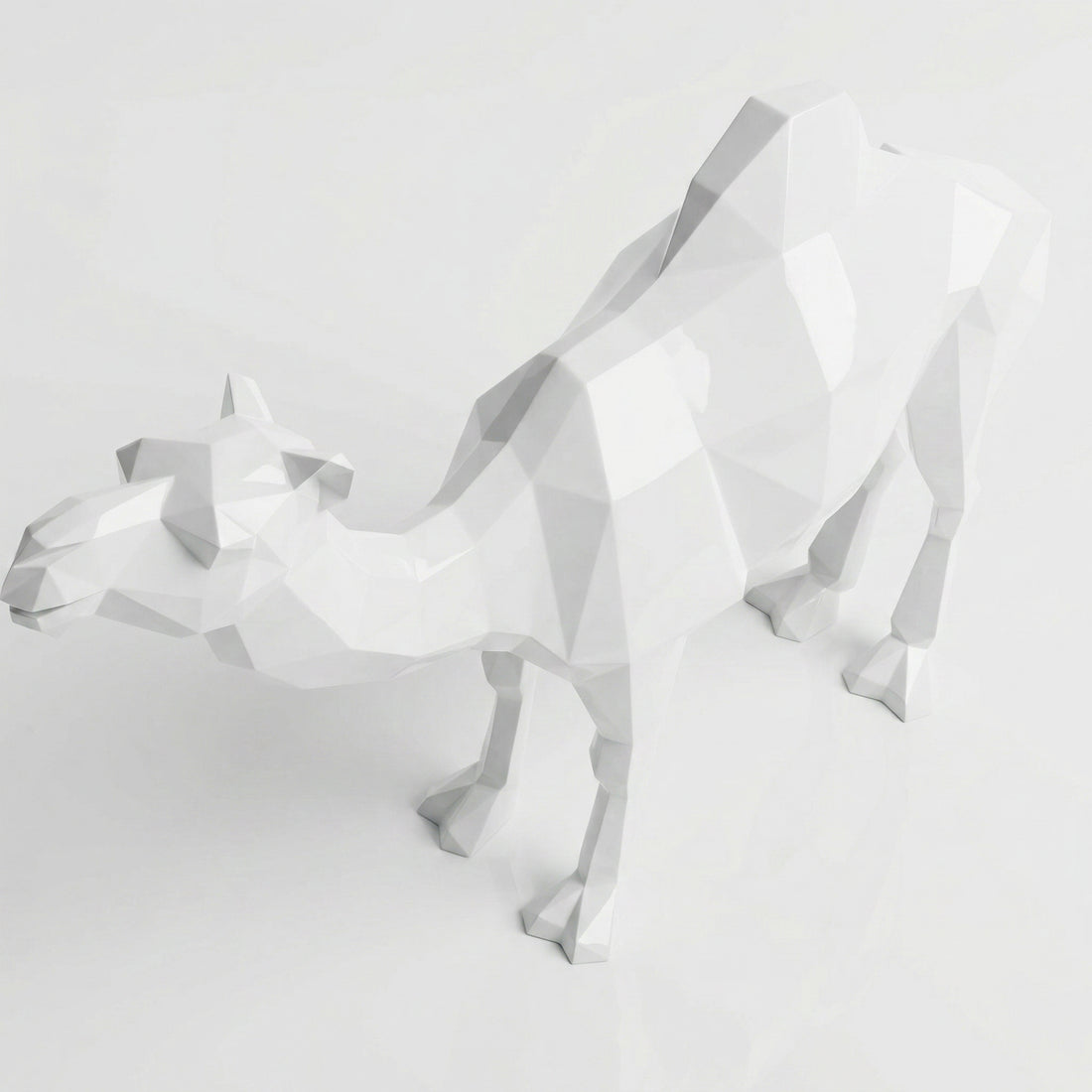 Grande Sculpture de Chameau Polygone en Résine - Sculpture Origami