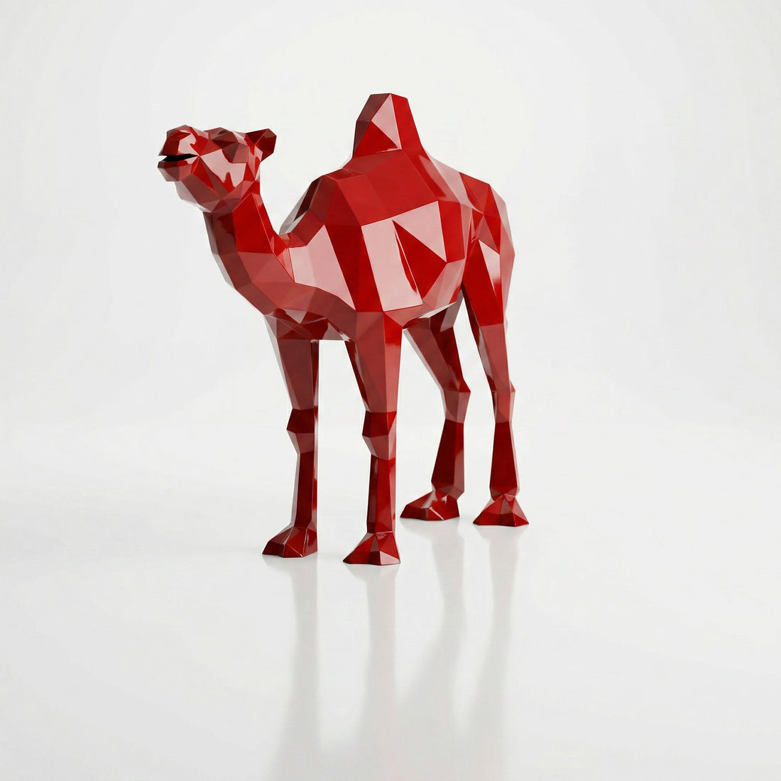 Grande Sculpture de Chameau Polygone en Résine - Sculpture Origami