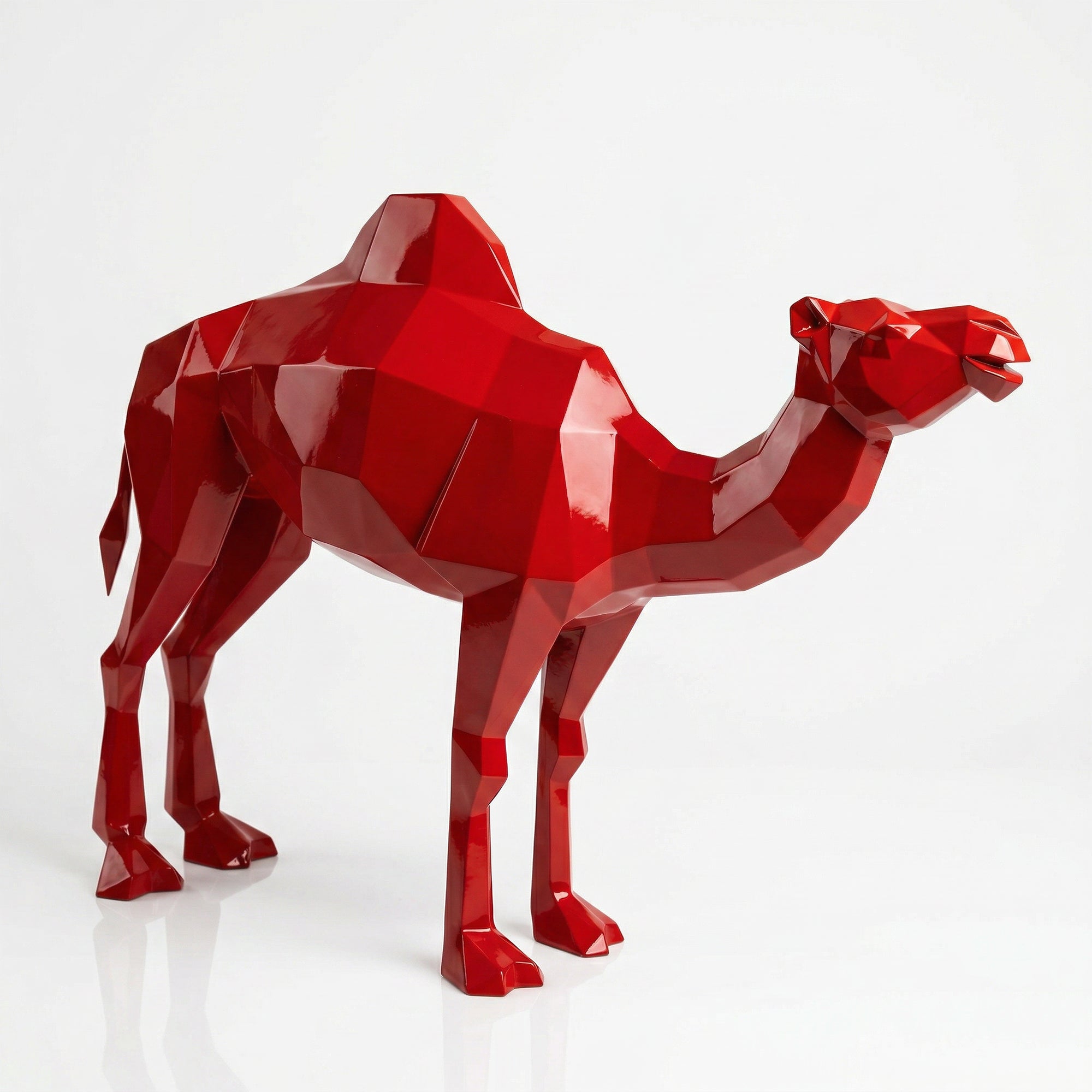 Grande Sculpture de Chameau Polygone en Résine - Sculpture Origami