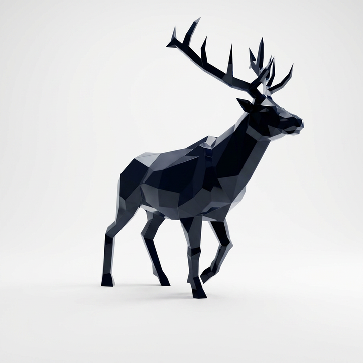 Grande Sculpture Cerf Élancé Facettée - Sculpture Origami