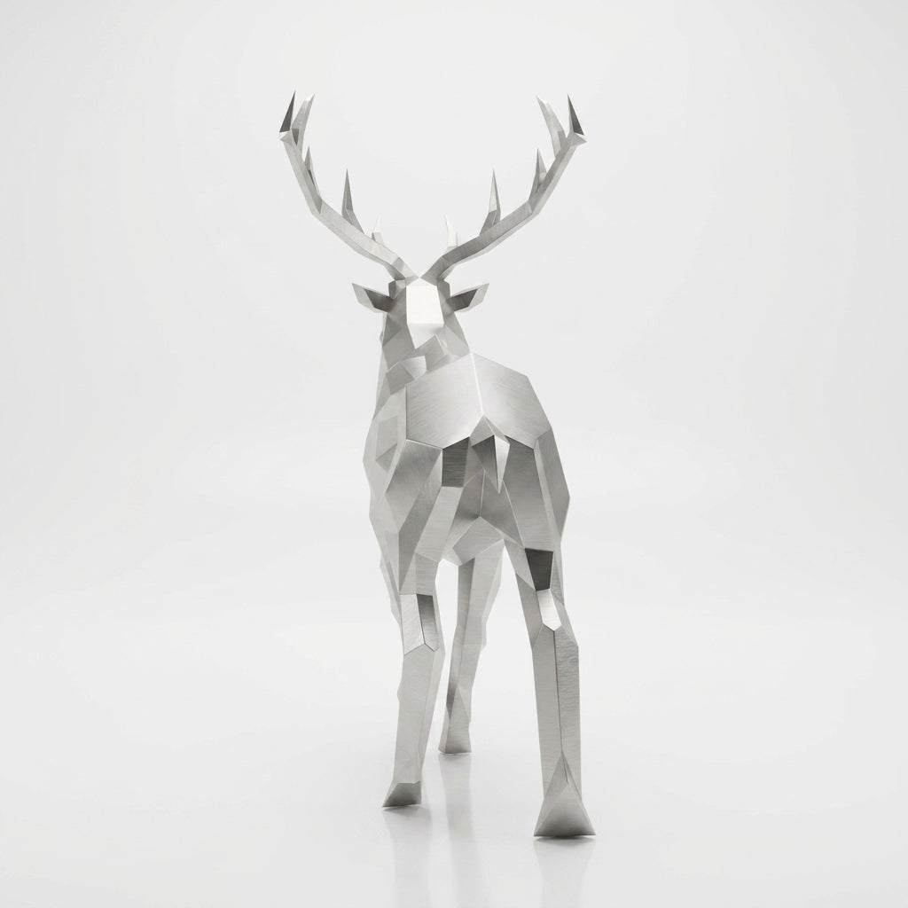 Grande Sculpture Cerf Élancé Facettée - Sculpture Origami