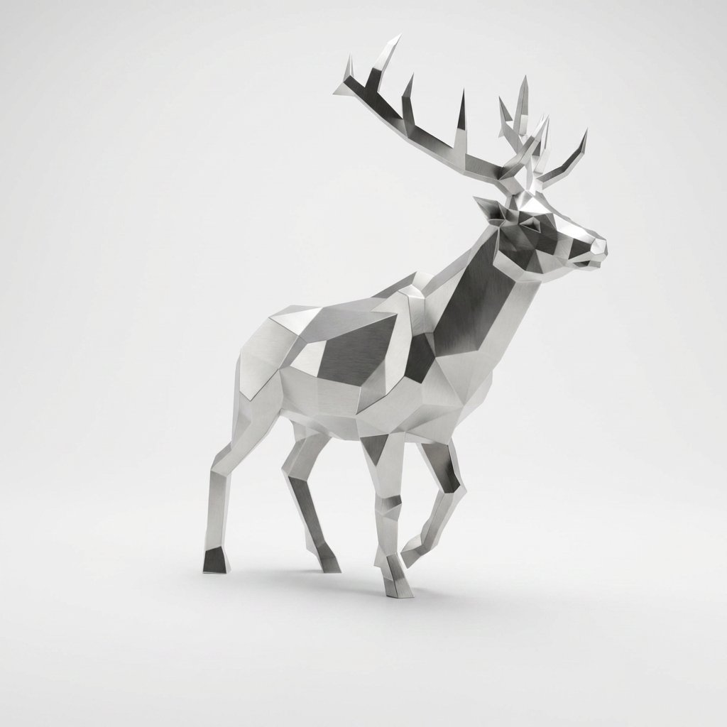 Grande Sculpture Cerf Élancé Facettée - Sculpture Origami
