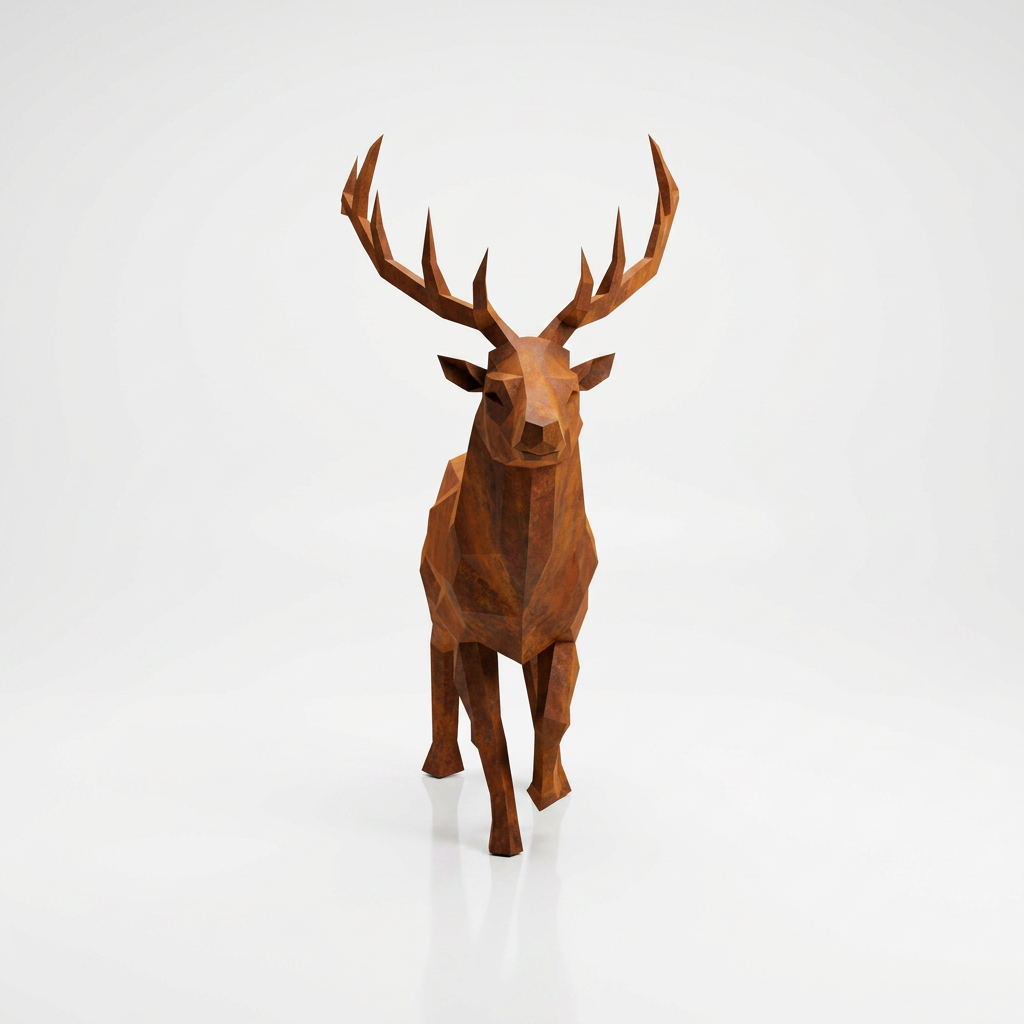 Grande Sculpture Cerf Élancé Facettée - Sculpture Origami