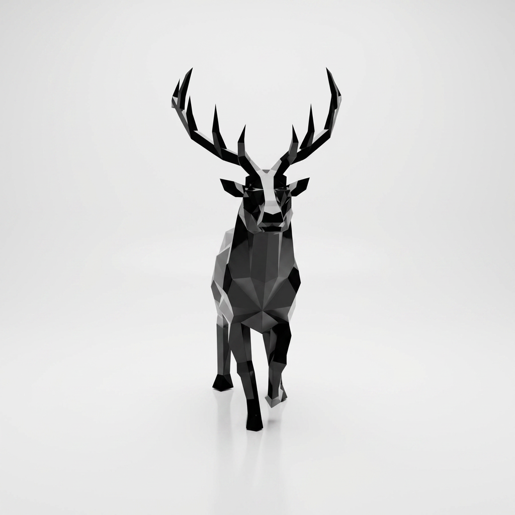 Grande Sculpture Cerf Élancé Facettée - Sculpture Origami