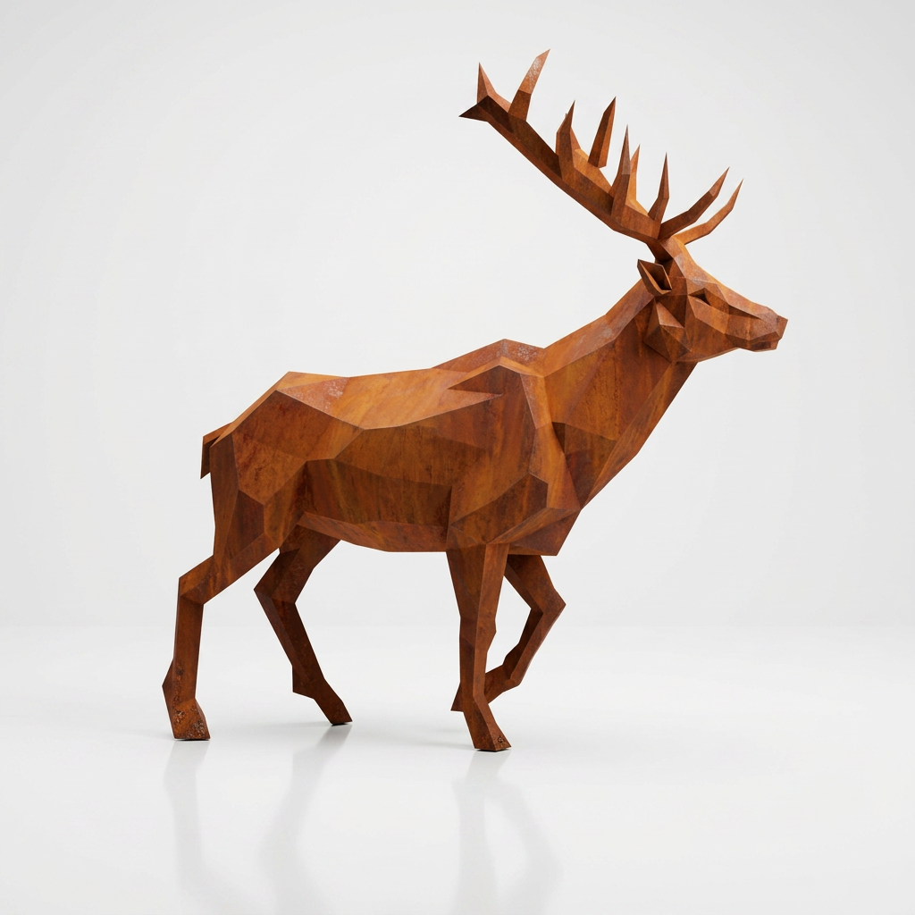 Grande Sculpture Cerf Élancé Facettée - Sculpture Origami