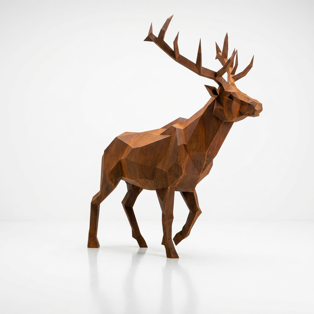 Grande Sculpture Cerf Élancé Facettée - Sculpture Origami