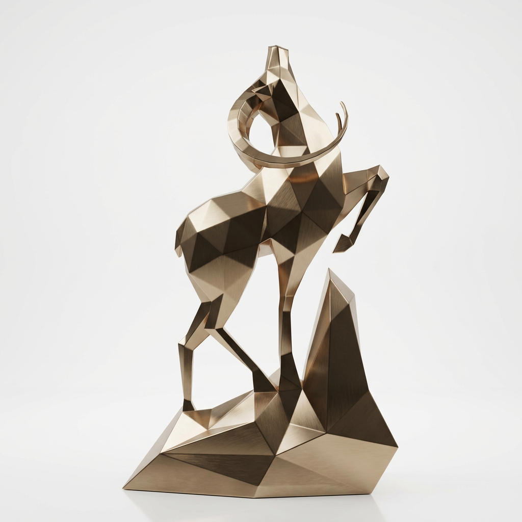 Grande Sculpture Cerf Polygone Majestueuse - Sculpture Origami