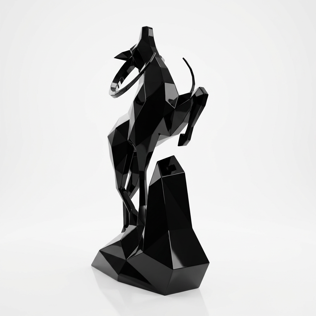 Grande Sculpture Cerf Polygone Majestueuse - Sculpture Origami
