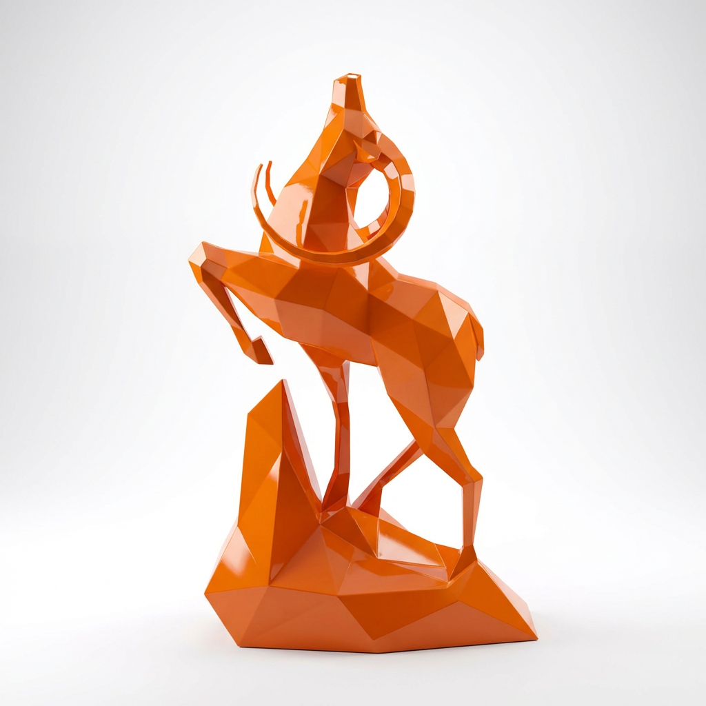 Grande Sculpture Cerf Polygone Majestueuse - Sculpture Origami