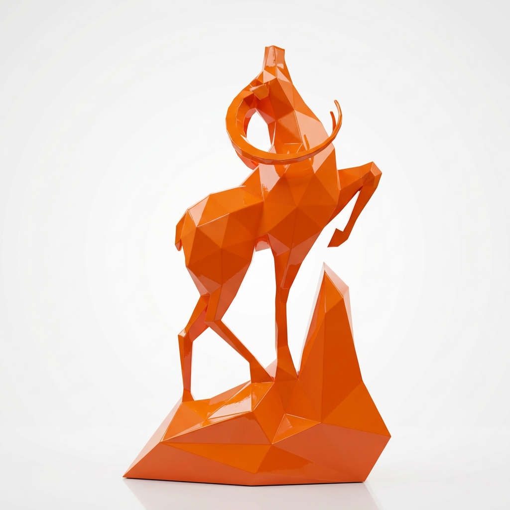 Grande Sculpture Cerf Polygone Majestueuse - Sculpture Origami