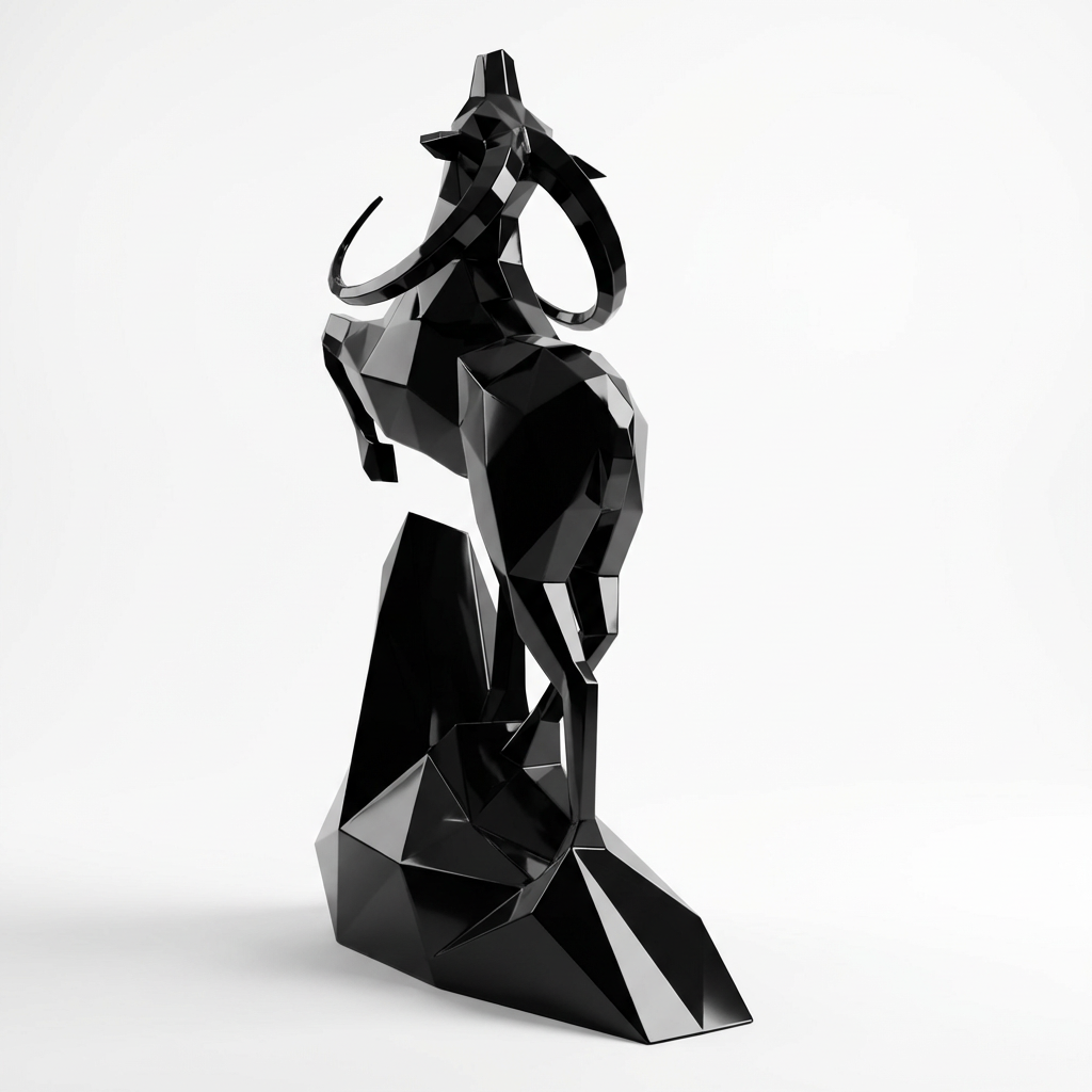 Grande Sculpture Cerf Polygone Majestueuse - Sculpture Origami