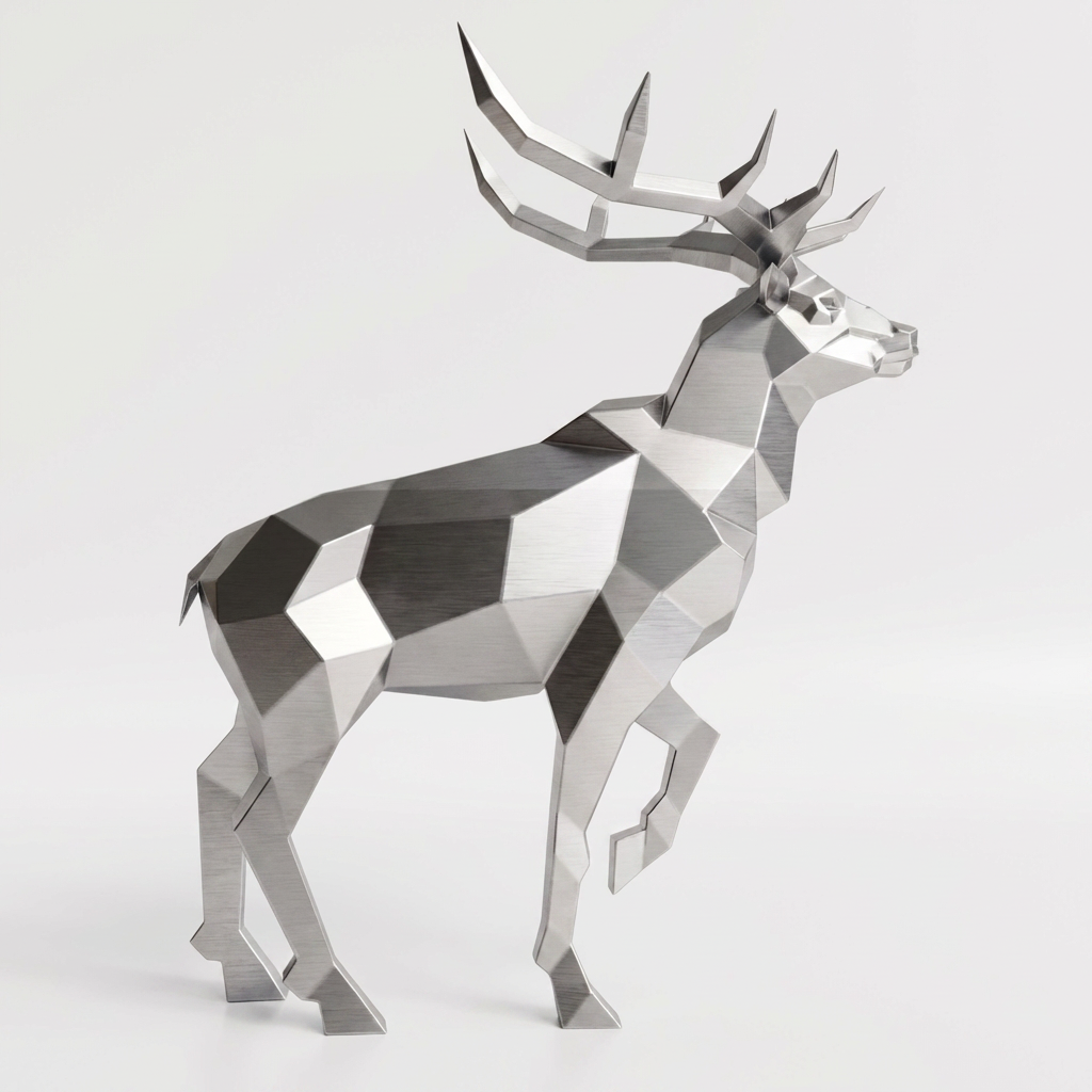 Grande Sculpture Cerf Royal Facettée - Sculpture Origami