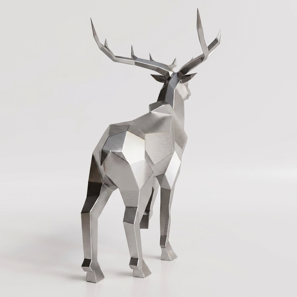 Grande Sculpture Cerf Royal Facettée - Sculpture Origami