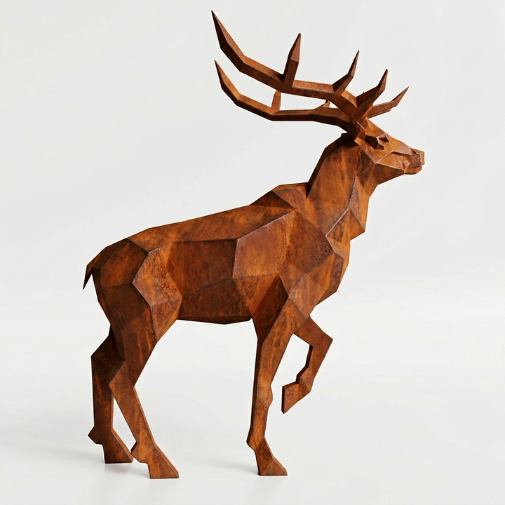 Grande Sculpture Cerf Royal Facettée - Sculpture Origami
