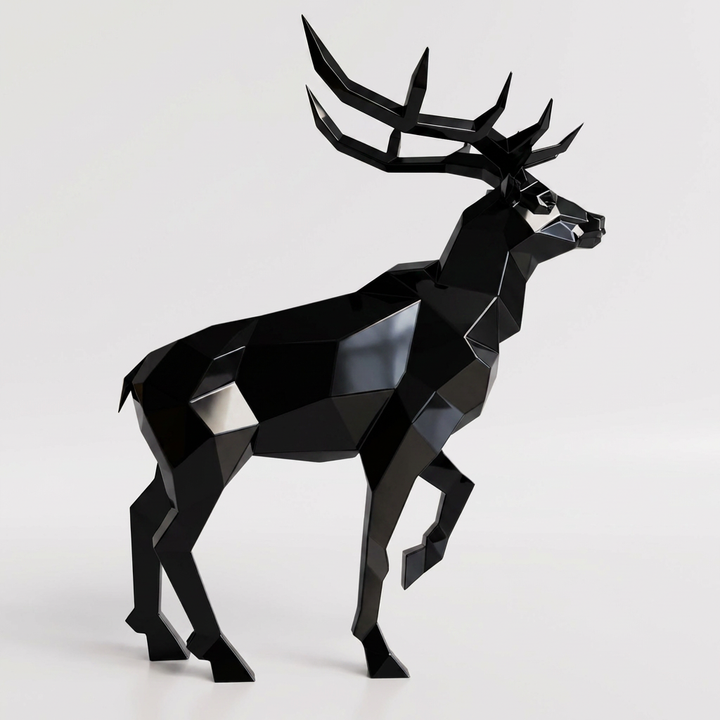 Grande Sculpture Cerf Royal Facettée - Sculpture Origami