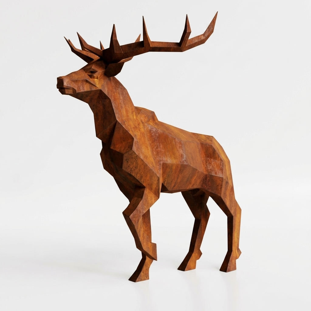 Grande Sculpture Cerf Royal Facettée - Sculpture Origami