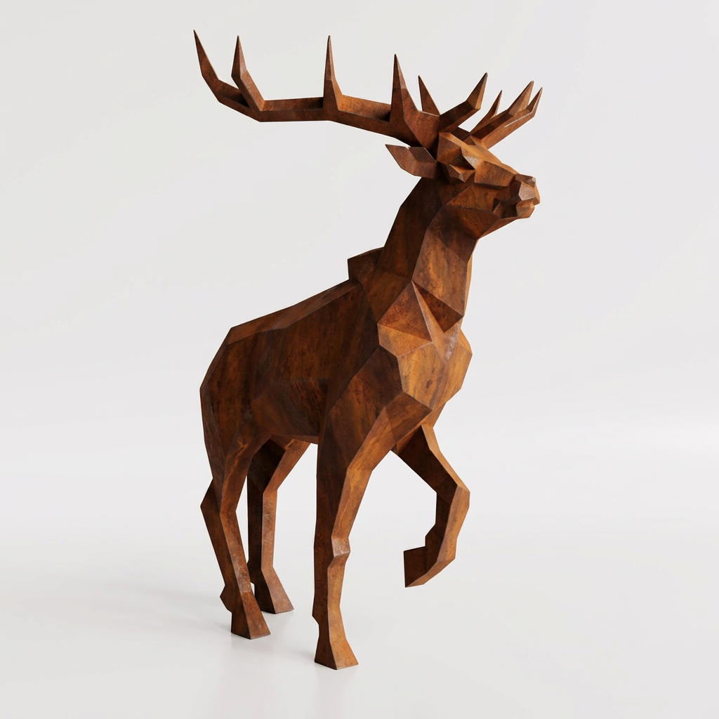 Grande Sculpture Cerf Royal Facettée - Sculpture Origami