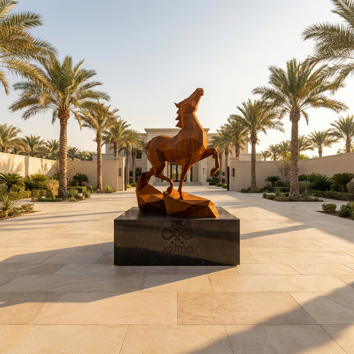 Petite Sculpture Cheval Polygone Métallique - Sculpture Origami