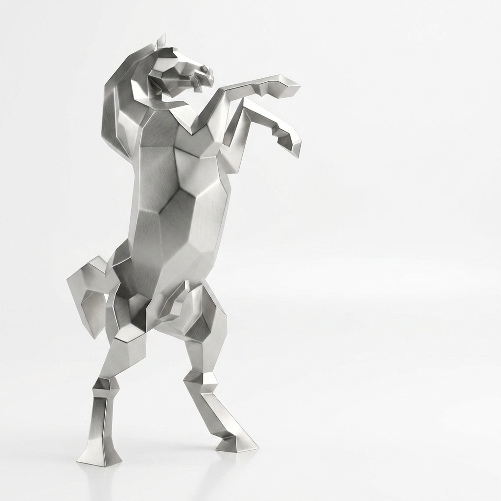 Grande Sculpture Cheval Cabré Facetté - Sculpture Origami